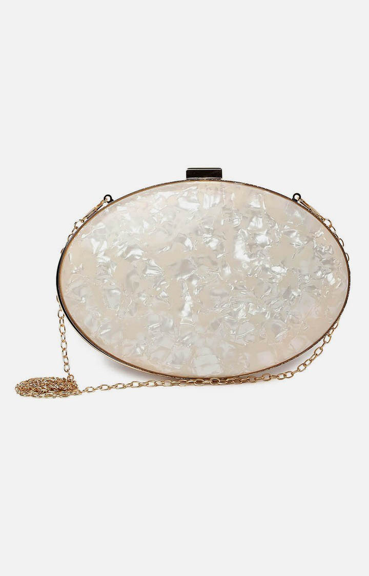 Haute Sauce By Campus Sutra White Metal Clutch Bags