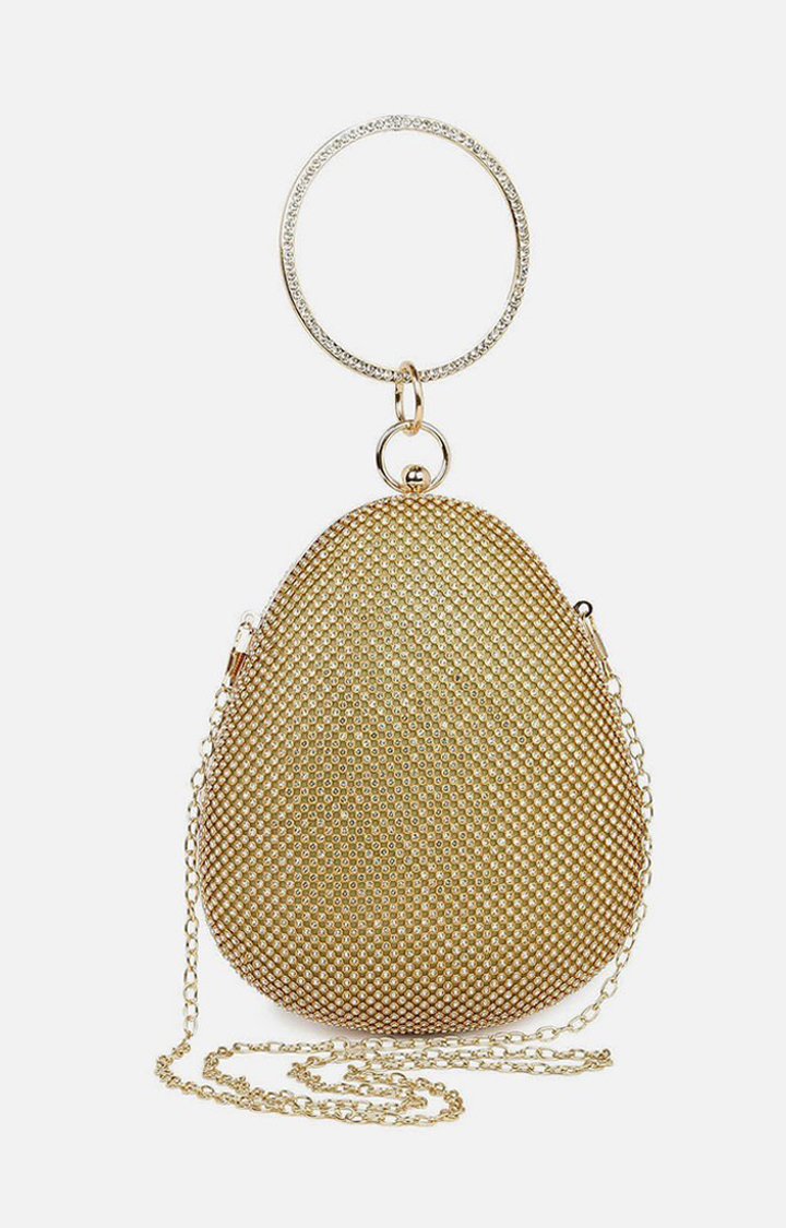 Haute Sauce By Campus Sutra Gold Metal Clutch Bags