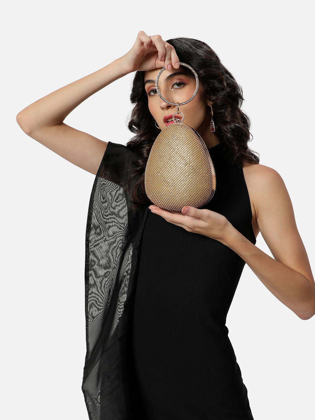 Haute Sauce By Campus Sutra Gold Metal Clutch Bags