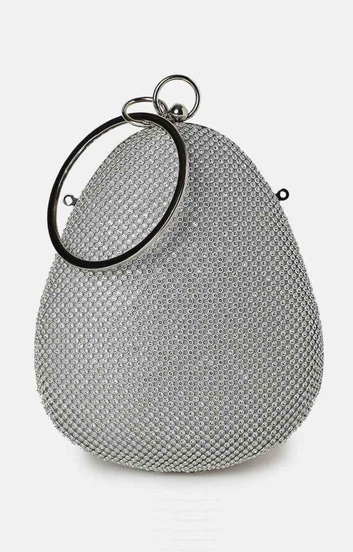 Haute Sauce By Campus Sutra Silver Metal Clutch Bags