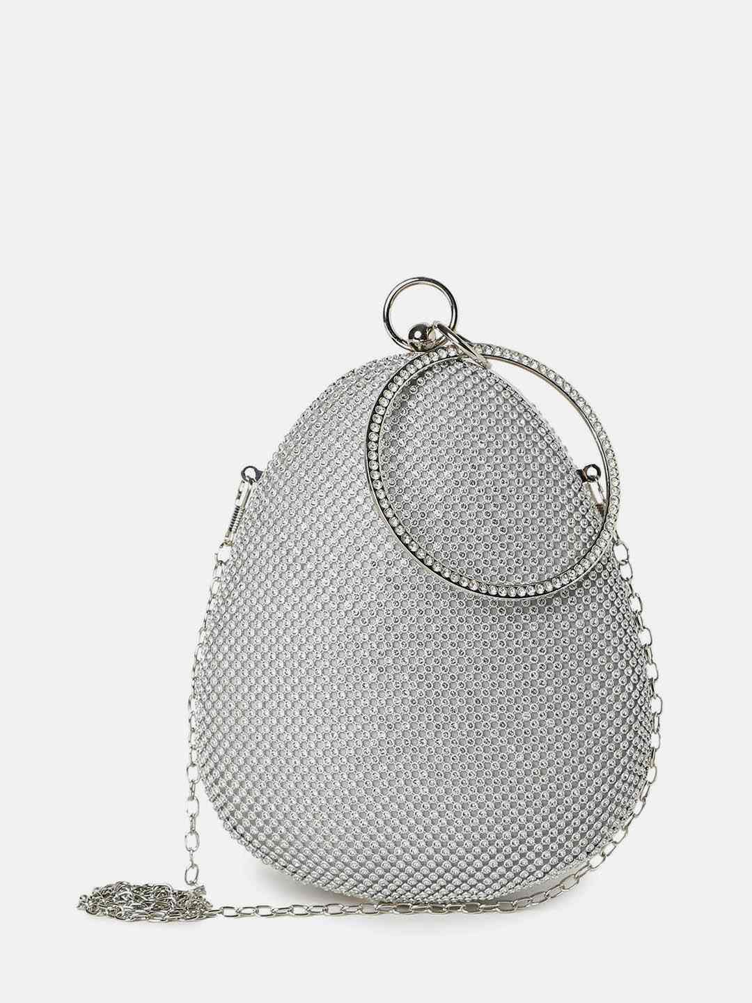 Haute Sauce By Campus Sutra Silver Metal Clutch Bags