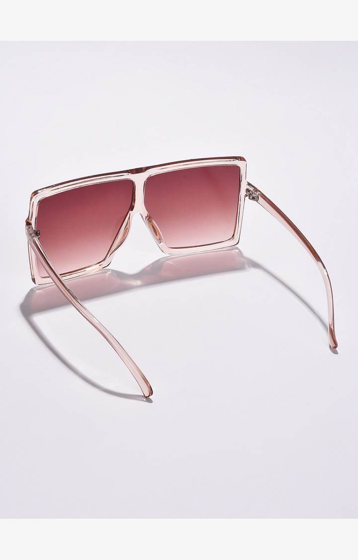 Haute Sauce By Campus Sutra Women Brown Lens & Peachy Transparent Oversized Sunglas