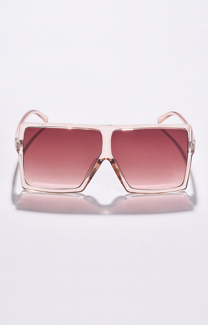 Haute Sauce By Campus Sutra Women Brown Lens & Peachy Transparent Oversized Sunglas