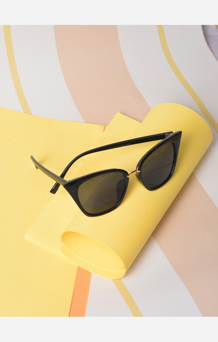 Haute Sauce By Campus Sutra Women Black Lens & Black Cateye Sunglass Uv Protected Lens