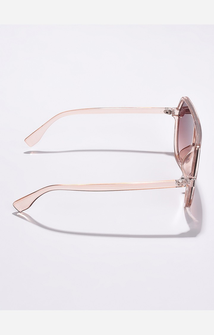 Haute Sauce By Campus Sutra Women Brown Lens & Pink Oversized Sunglasses With Polarised Lens