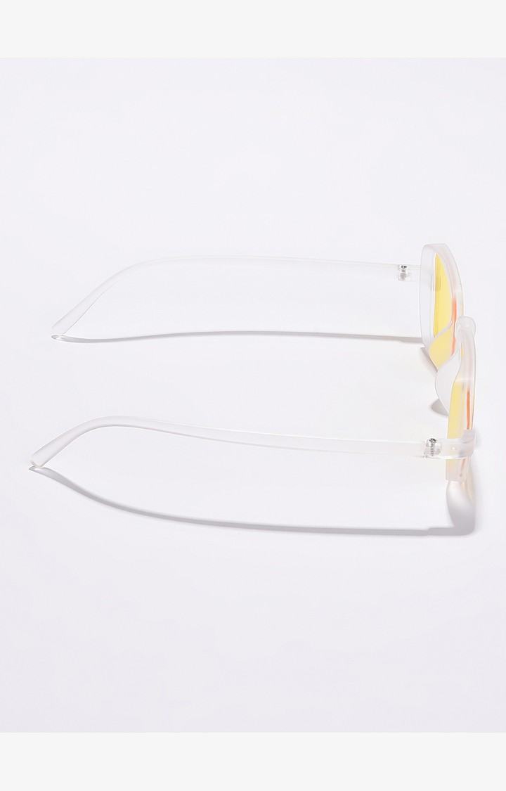 Haute Sauce By Campus Sutra Women Yellow Lens & Transparent Rectangle Sunglasses