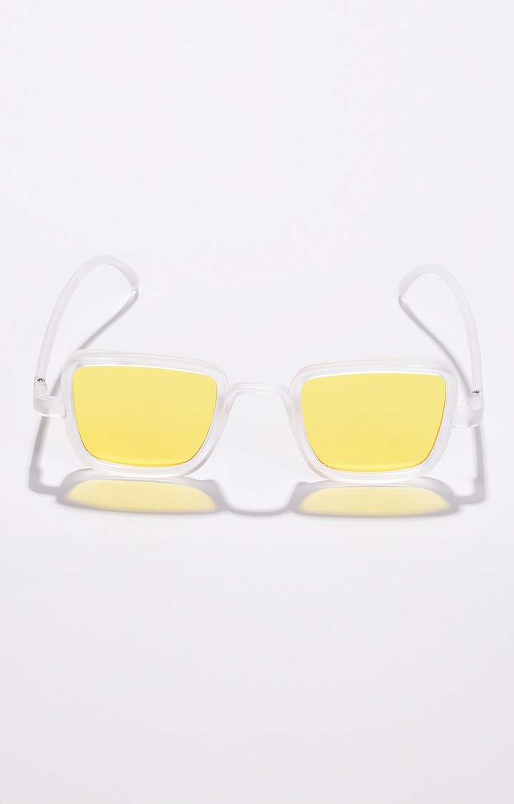 Haute Sauce By Campus Sutra Women Yellow Lens & Transparent Rectangle Sunglasses