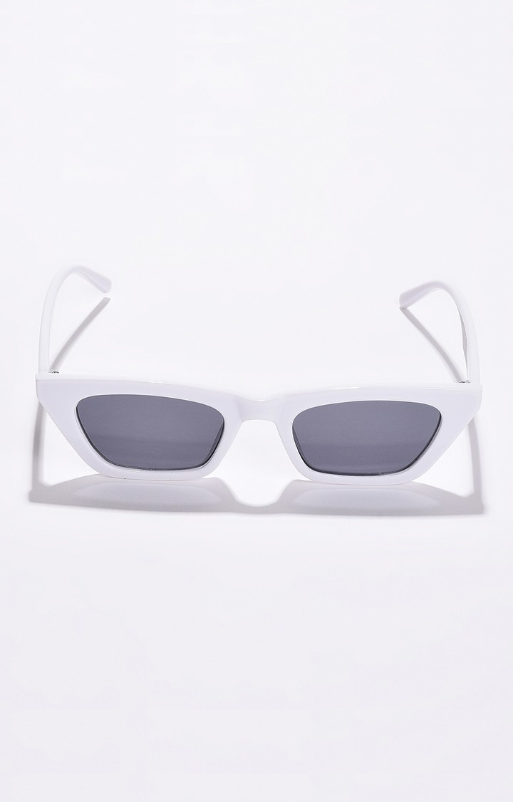 Haute Sauce By Campus Sutra Women Black Lens & White Rectangle Sunglasses With Uv Protected Lens