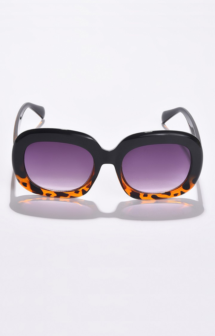 Haute Sauce By Campus Sutra Women Purple Lens & Printed Black Wayfarer Sunglass