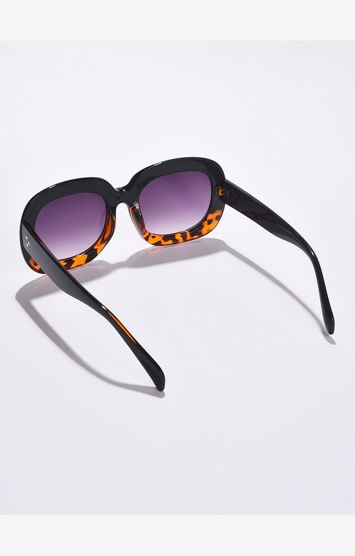 Haute Sauce By Campus Sutra Women Purple Lens & Printed Black Wayfarer Sunglass
