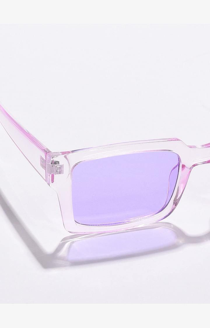 Haute Sauce By Campus Sutra Women Purple Lens & Transparent Rectangle Sunglass