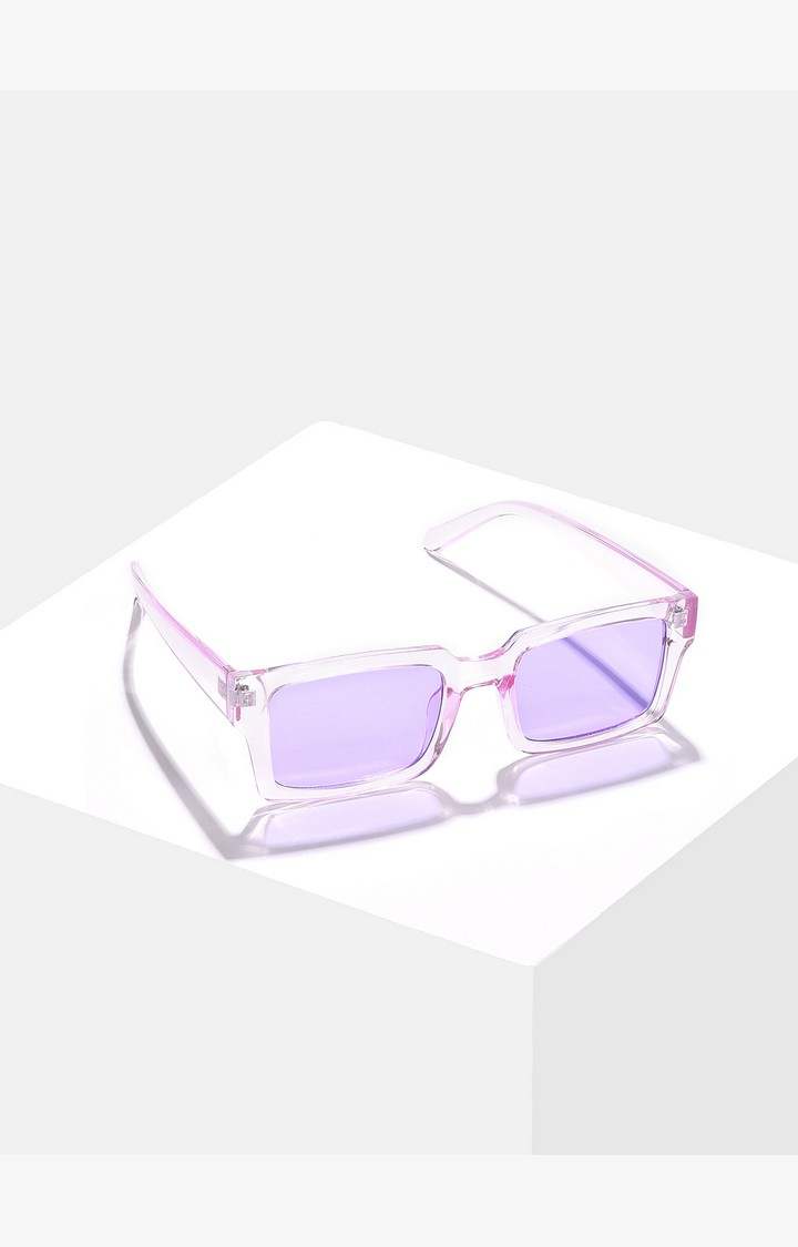 Haute Sauce By Campus Sutra Women Purple Lens & Transparent Rectangle Sunglass