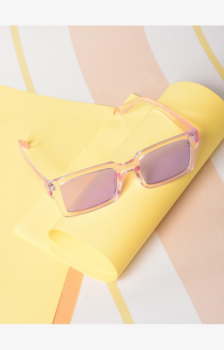 Haute Sauce By Campus Sutra Women Purple Lens & Transparent Rectangle Sunglass