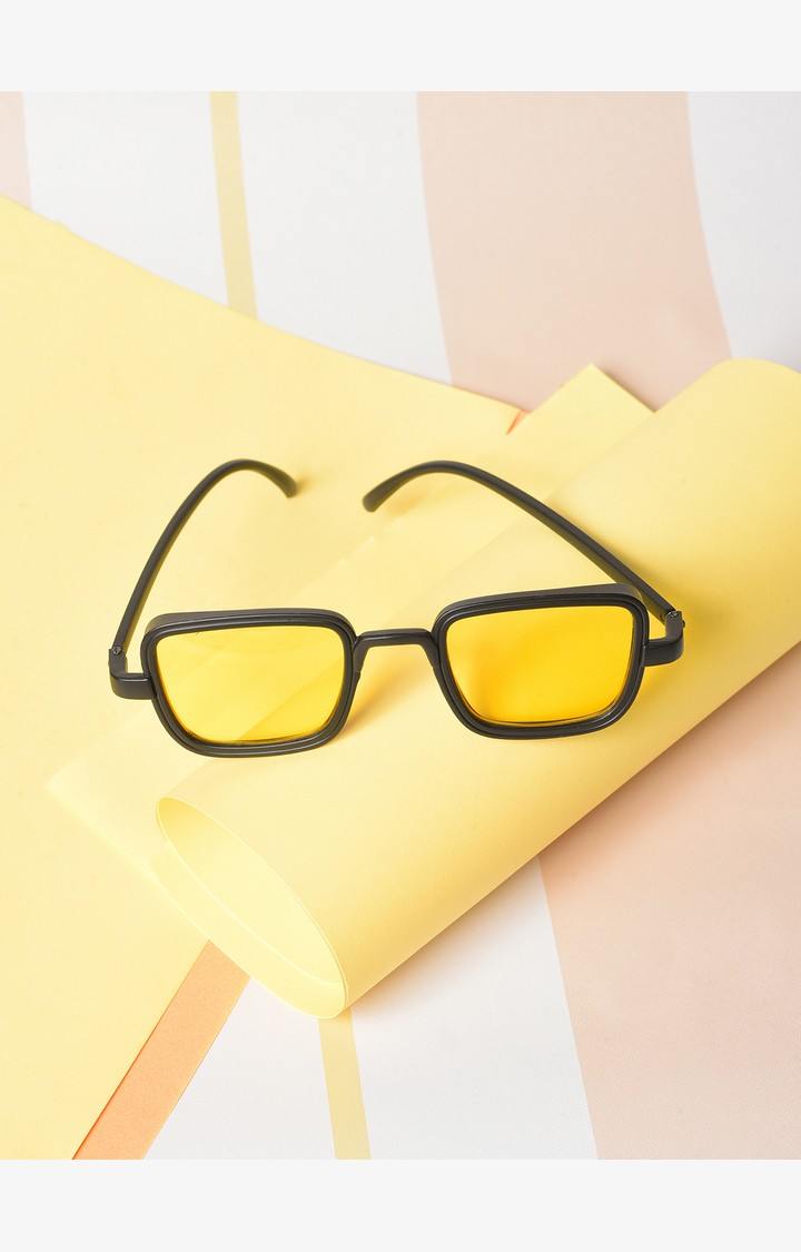 Haute Sauce By Campus Sutra Women Yellow Lens & Black Wayfarer Sunglasses With Polarised Lens