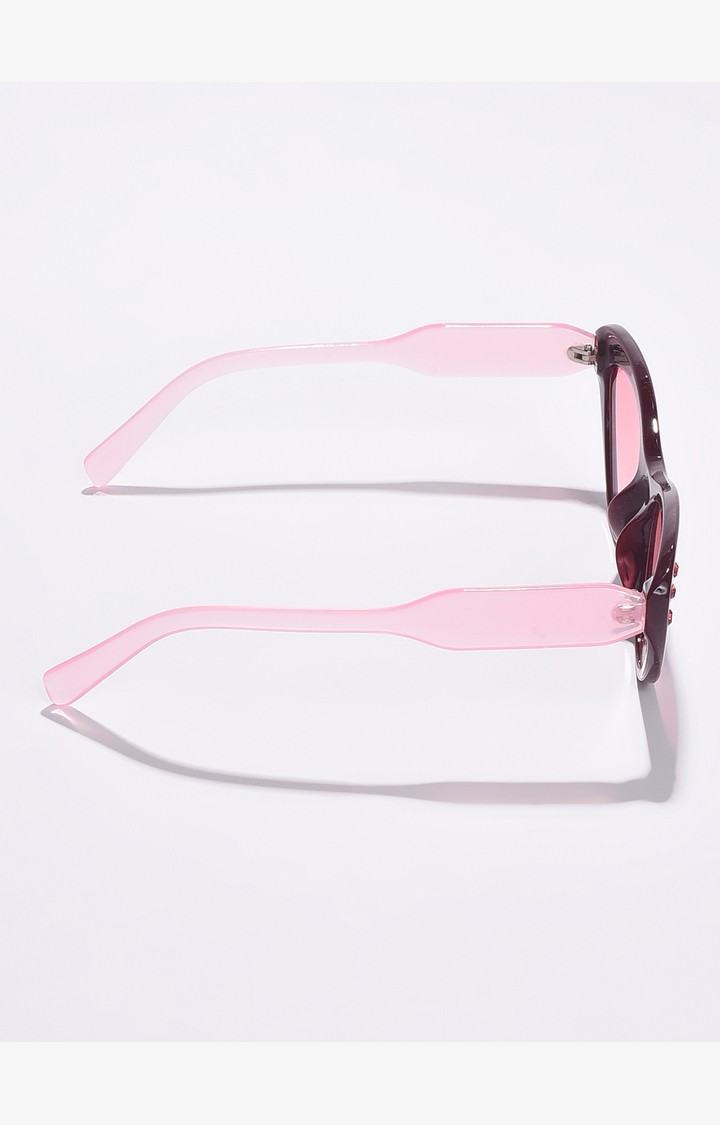 Haute Sauce By Campus Sutra Women Pink Lens & Pink Cateye Sunglasses With Polarised Lens