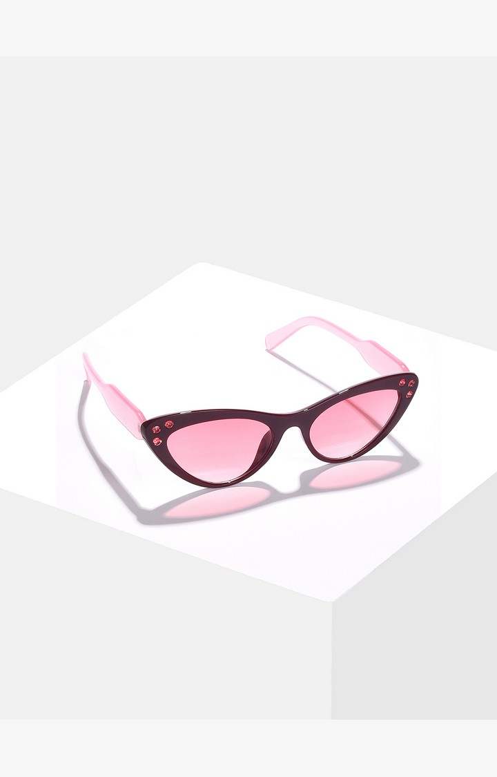 Haute Sauce By Campus Sutra Women Pink Lens & Pink Cateye Sunglasses With Polarised Lens