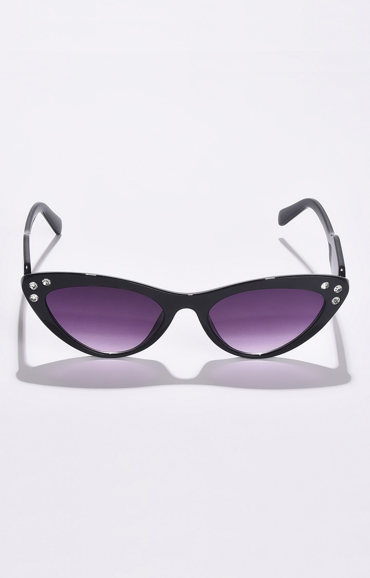 Haute Sauce By Campus Sutra Women Purple Lens & Black Cateye Sunglasses With Polarised Lens