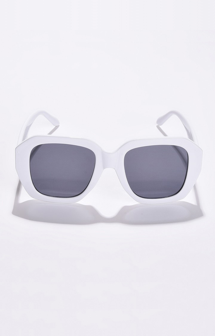 Haute Sauce By Campus Sutra Women Black Lens & White Wayfarer Sunglasses With Polarised Lens