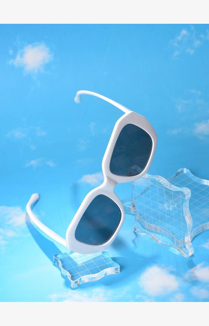 Haute Sauce By Campus Sutra Women Black Lens & White Wayfarer Sunglasses With Polarised Lens