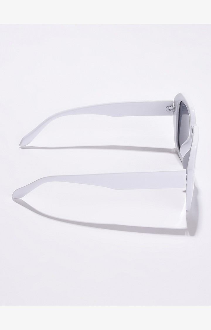 Haute Sauce By Campus Sutra Women Black Lens & White Wayfarer Sunglasses With Polarised Lens
