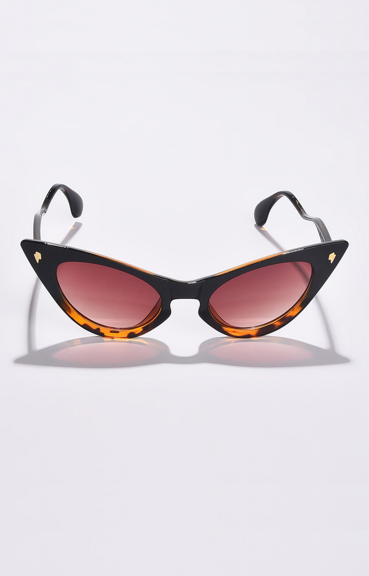 Haute Sauce By Campus Sutra Women Red Lens & Brown Cateye Sunglasses With Uv Protected Lens