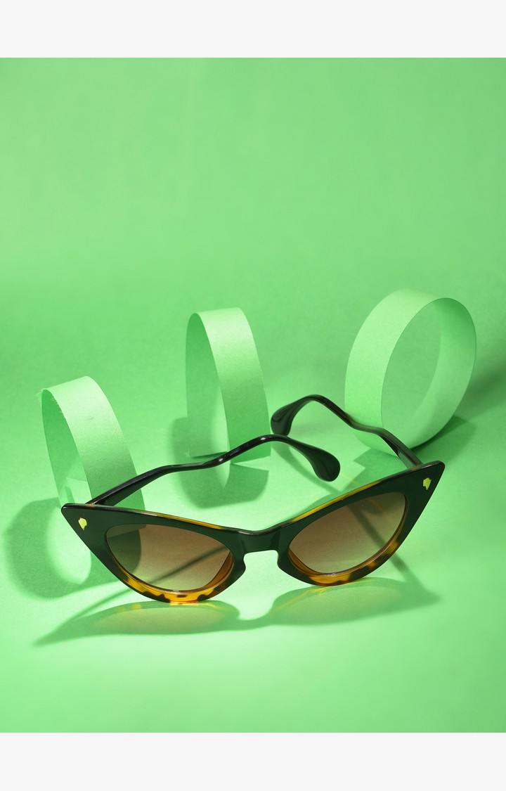 Haute Sauce By Campus Sutra Women Red Lens & Brown Cateye Sunglasses With Uv Protected Lens