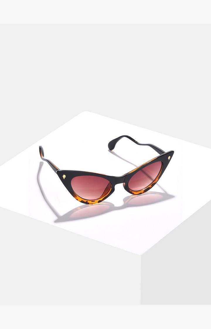 Haute Sauce By Campus Sutra Women Red Lens & Brown Cateye Sunglasses With Uv Protected Lens
