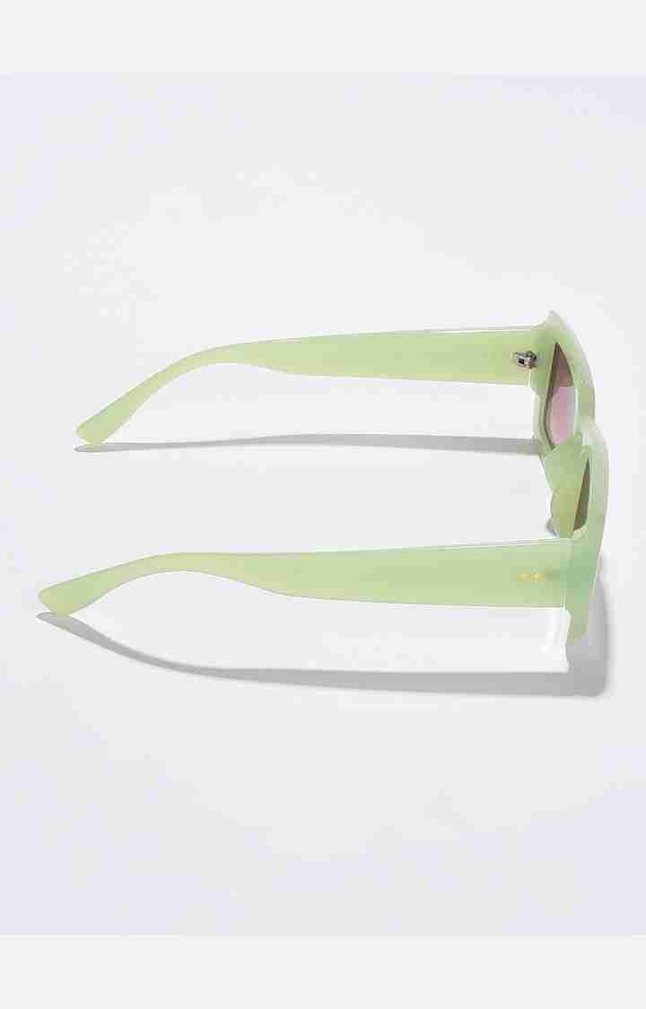 Haute Sauce By Campus Sutra Women Black Lens & Green Rectangle Sunglasses With Uv Protected Lens