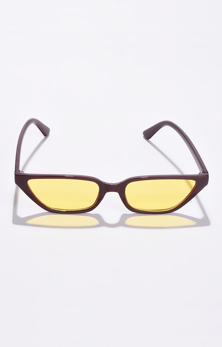 Haute Sauce By Campus Sutra Women Yellow Lens & Brown Butterfly Sunglasses With Uv Protected Lens