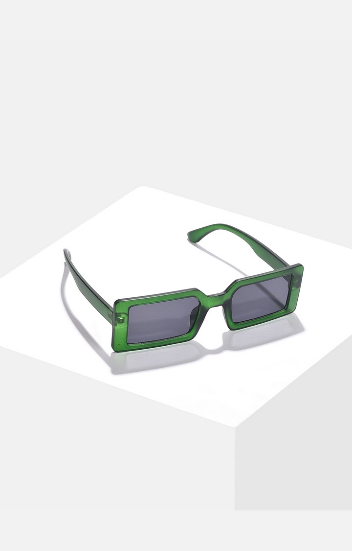 Haute Sauce By Campus Sutra Women Black Lens & Green Rectangle Sunglasses With Polarised Lens