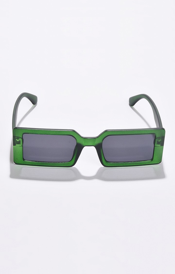 Haute Sauce By Campus Sutra Women Black Lens & Green Rectangle Sunglasses With Polarised Lens