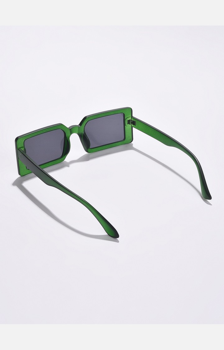Haute Sauce By Campus Sutra Women Black Lens & Green Rectangle Sunglasses With Polarised Lens