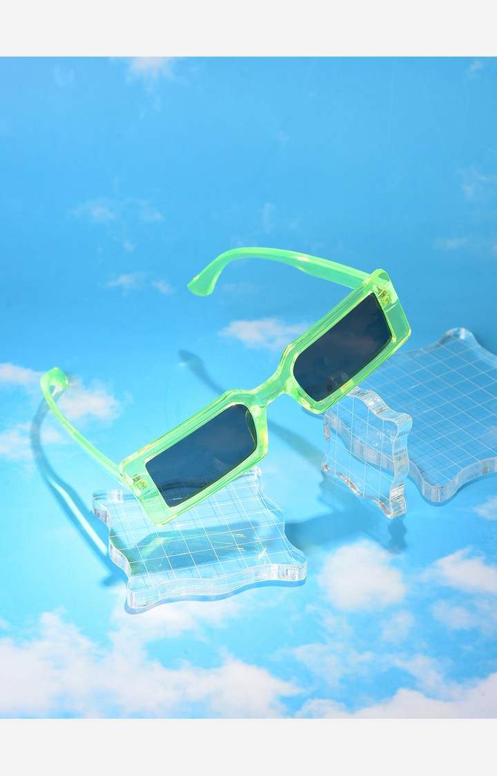 Haute Sauce By Campus Sutra Women Black Lens & Green Sports Sunglasses With Polarised And Uv Protected Lens