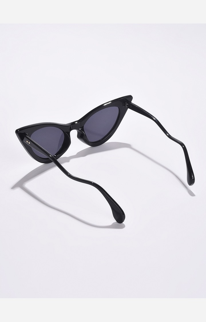 Haute Sauce By Campus Sutra Women Black Lens & Black Cateye Sunglasses With Polarised And Uv Protected Lens