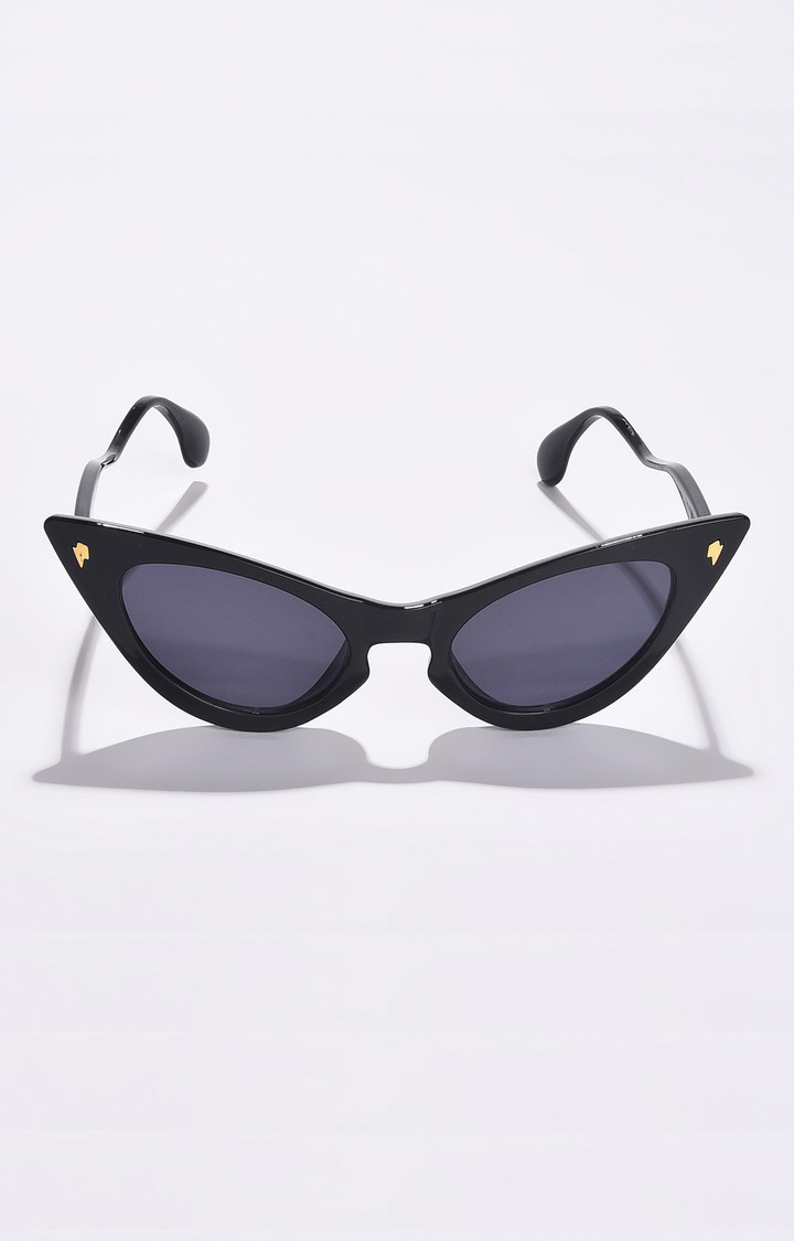 Haute Sauce By Campus Sutra Women Black Lens & Black Cateye Sunglasses With Polarised And Uv Protected Lens