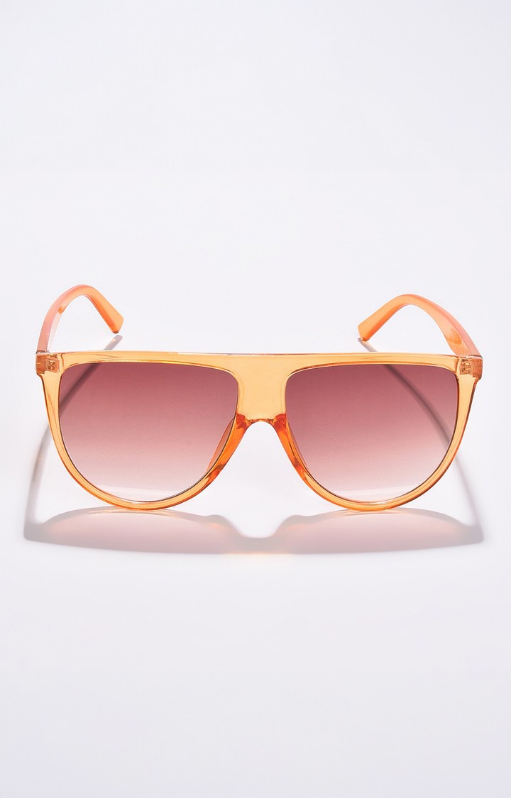 Haute Sauce By Campus Sutra Women Brown Lens & Orange Wayfarer Sunglasses With Polarised And Uv Protected