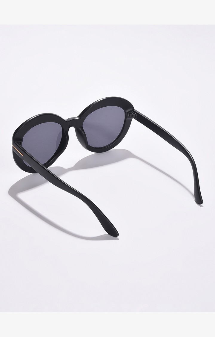 Haute Sauce By Campus Sutra Women Black Lens & Black Oval Sunglasses With Polarised And Uv Protected Lens