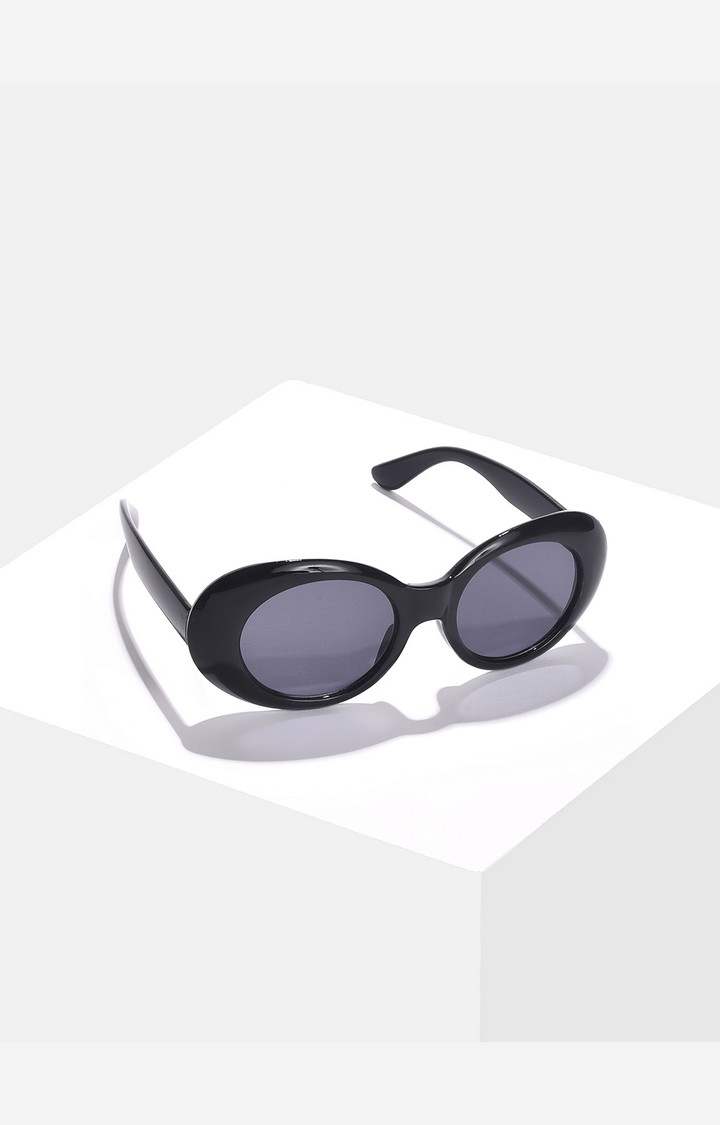 Haute Sauce By Campus Sutra Women Grey Lens & Black Oval Sunglasses With Uv Protected Lens