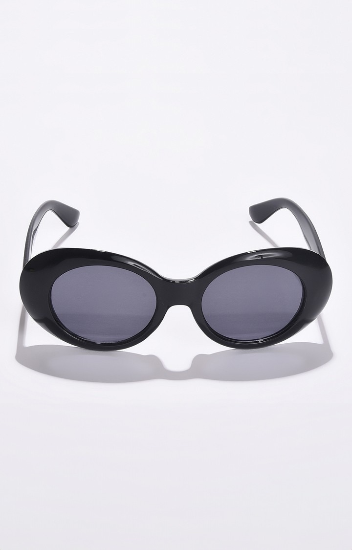 Haute Sauce By Campus Sutra Women Grey Lens & Black Oval Sunglasses With Uv Protected Lens