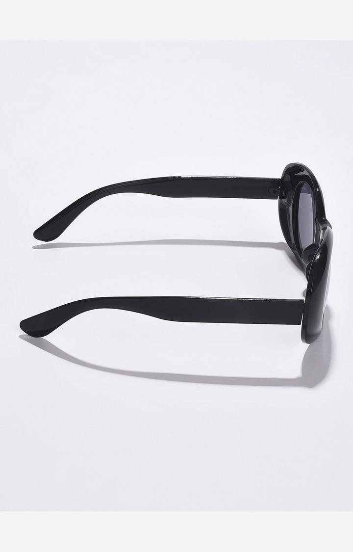 Haute Sauce By Campus Sutra Women Grey Lens & Black Oval Sunglasses With Uv Protected Lens