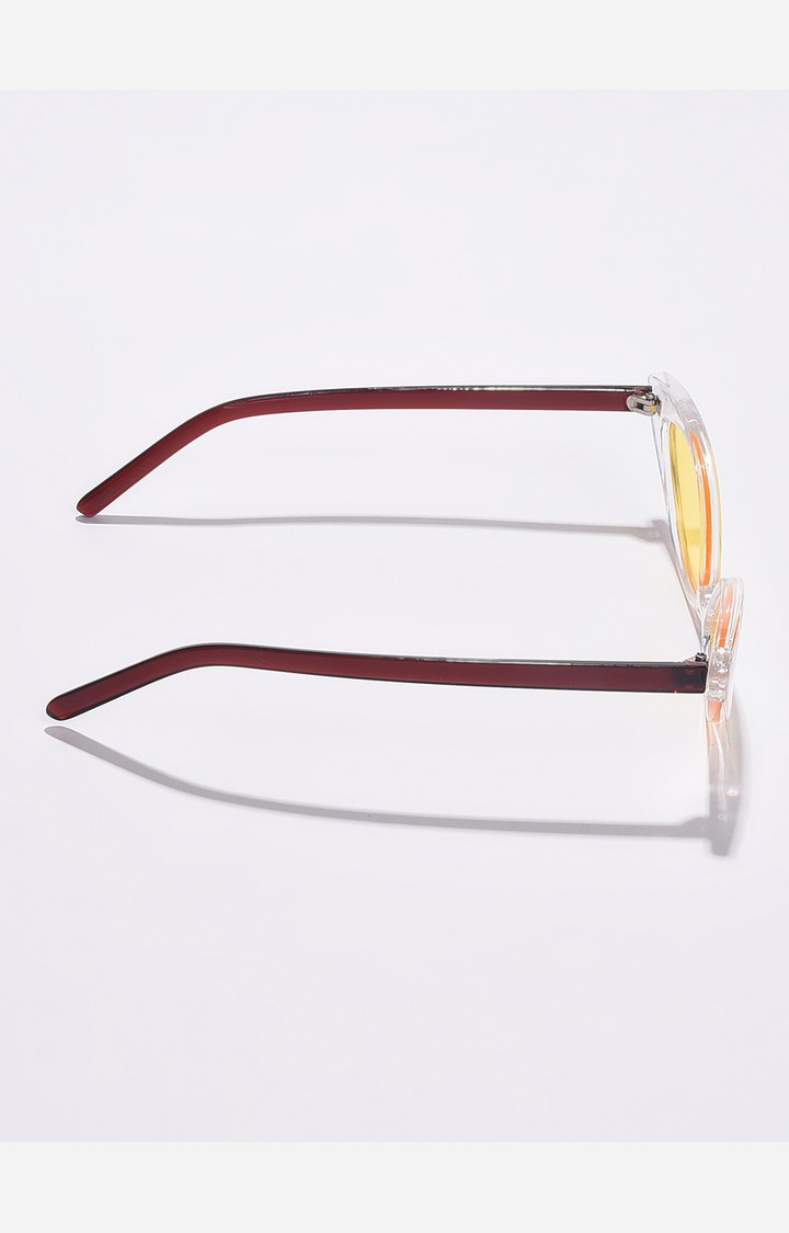 Haute Sauce By Campus Sutra Women Yellow Lens & Brown Cateye Sunglasses With Polarised Lens