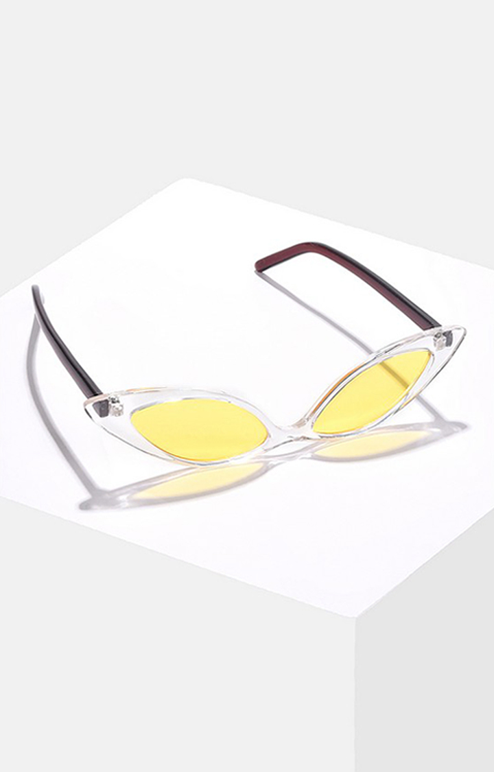 Haute Sauce By Campus Sutra Women Yellow Lens & Brown Cateye Sunglasses With Polarised Lens