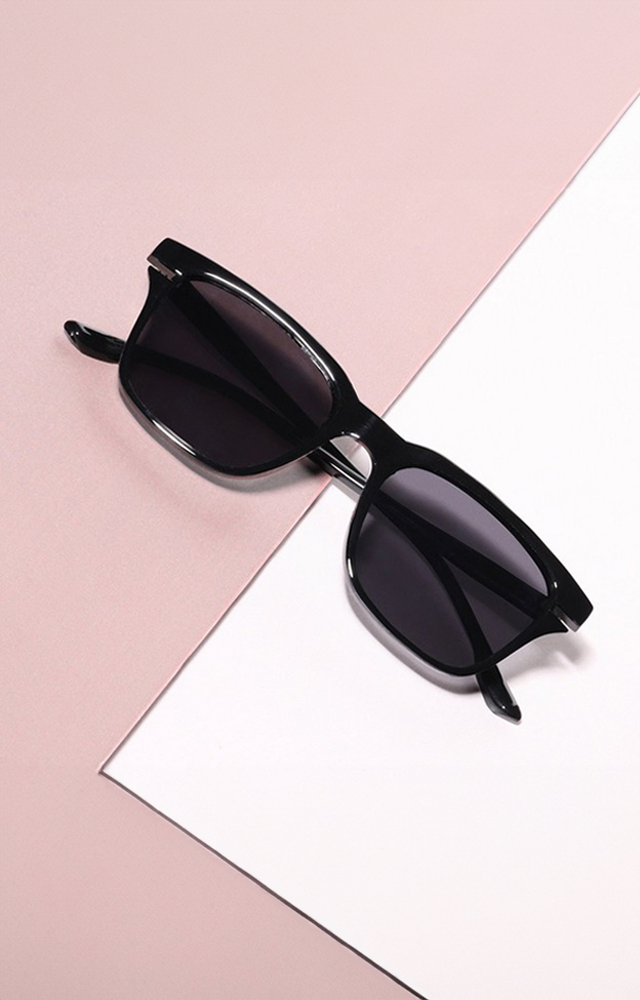Haute Sauce By Campus Sutra Women Black Lens & Black Wayfarer Sunglasses With Uv Protected Lens