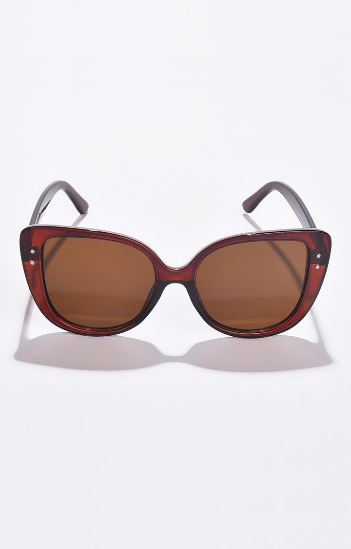 Haute Sauce By Campus Sutra Women Brown Lens & Brown Butterfly Sunglasses With Uv Protected Lens