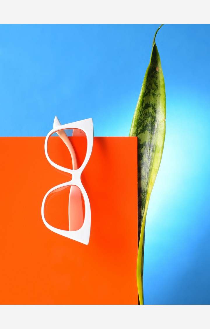Haute Sauce By Campus Sutra Women Pink Lens & White Cateye Sunglasses With Polarised Lens