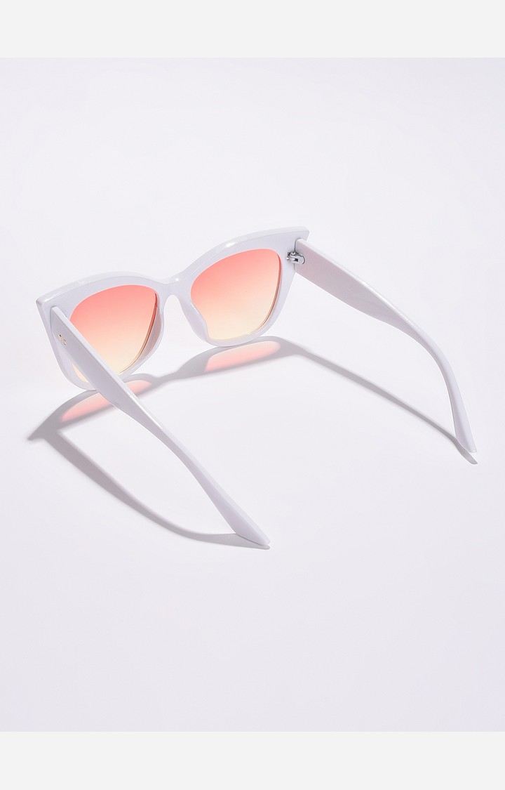 Haute Sauce By Campus Sutra Women Pink Lens & White Cateye Sunglasses With Polarised Lens