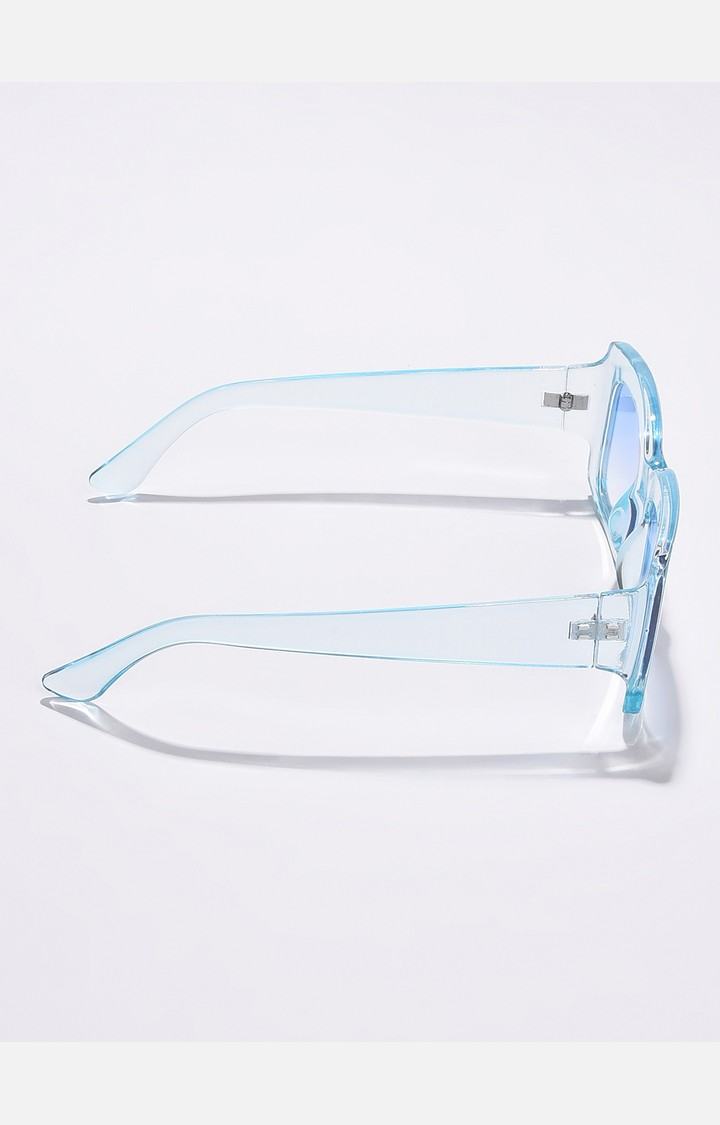 Haute Sauce By Campus Sutra Women Blue Lens & White Rectangle Sunglasses With Polarised Lens