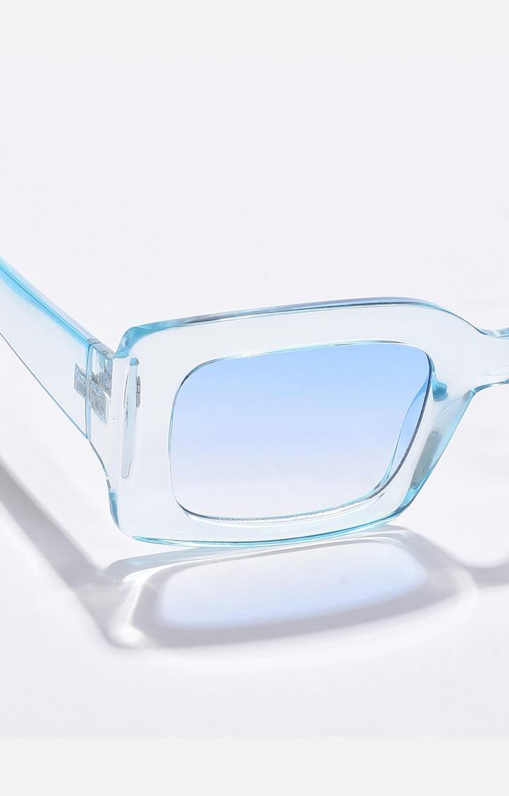Haute Sauce By Campus Sutra Women Blue Lens & White Rectangle Sunglasses With Polarised Lens