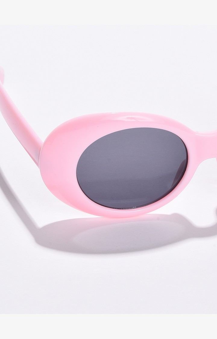 Haute Sauce By Campus Sutra Women Black Lens & Pink Oval Sunglasses With Polarised Lens