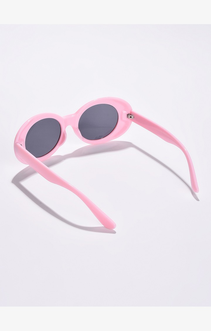 Haute Sauce By Campus Sutra Women Black Lens & Pink Oval Sunglasses With Polarised Lens